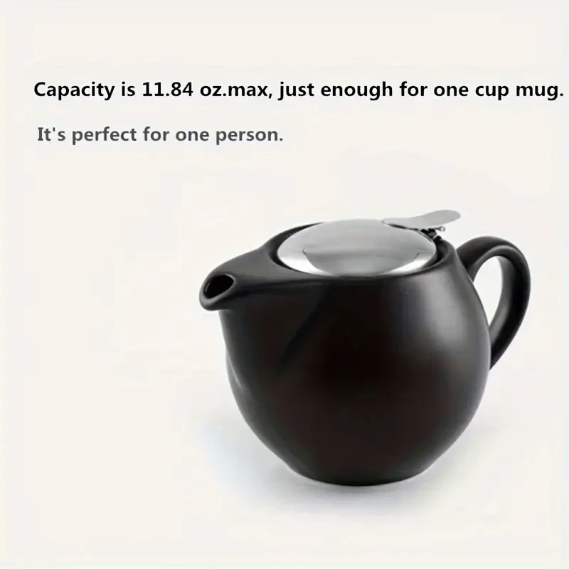 6 Colors 350ml Ceramic Teapot with Stainless Steel Lid & Extra-Fine Infuser