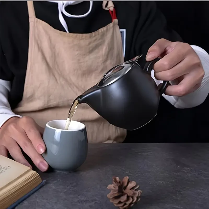 6 Colors 350ml Ceramic Teapot with Stainless Steel Lid & Extra-Fine Infuser