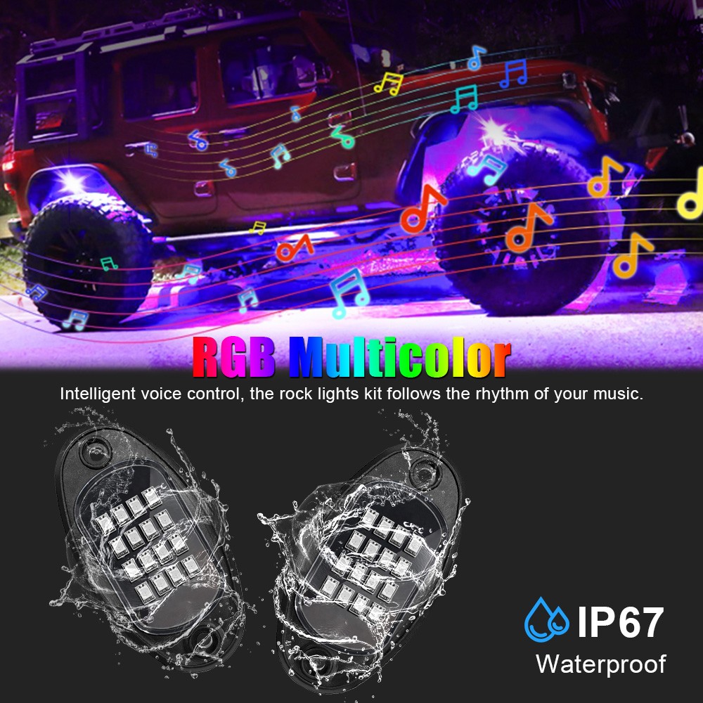 RGB LED Rock Lights 4/6/8 in 1 Car Chassis Light for Jeep