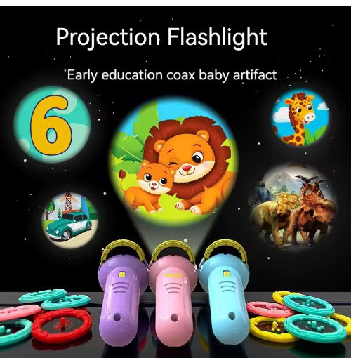 Flashlight Projector Torch Lamp Toy Early Education Cognition Before Bedtime Story Book Puzzle Toys Sleeping Story Boo