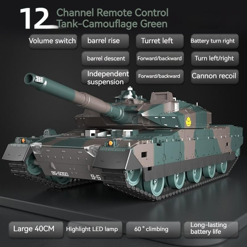 Tank, RC Tank, Remote Control Tank.12 CH, Army Green.