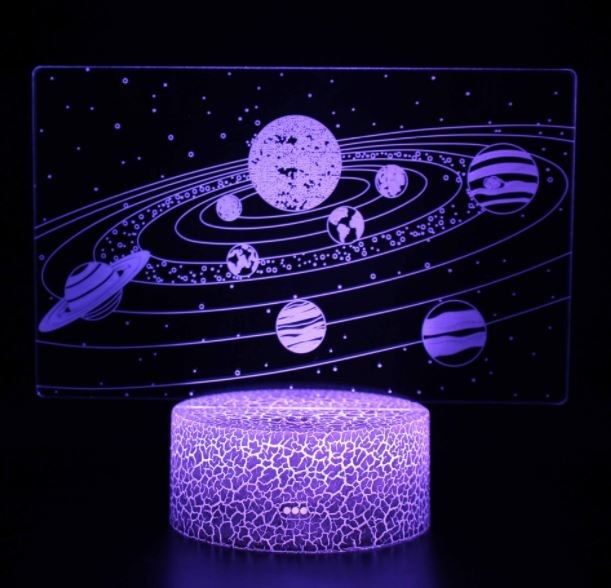 Solar System 3D Night Lamp LED Light, Power By USB, 7 Changeable color
