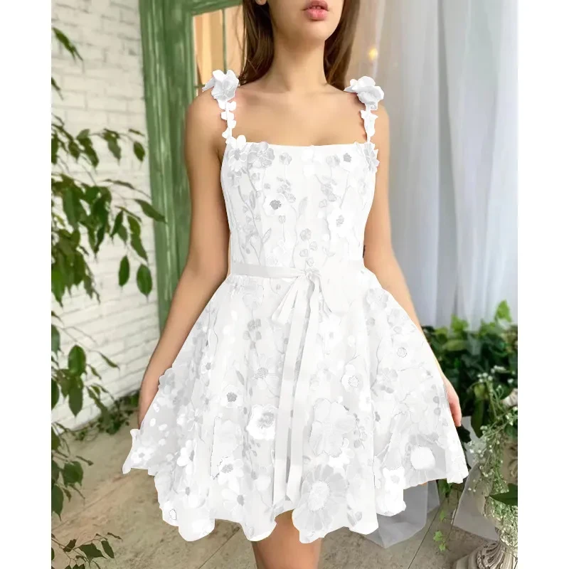 Three-dimensional Flower Embroidery Dress For Women