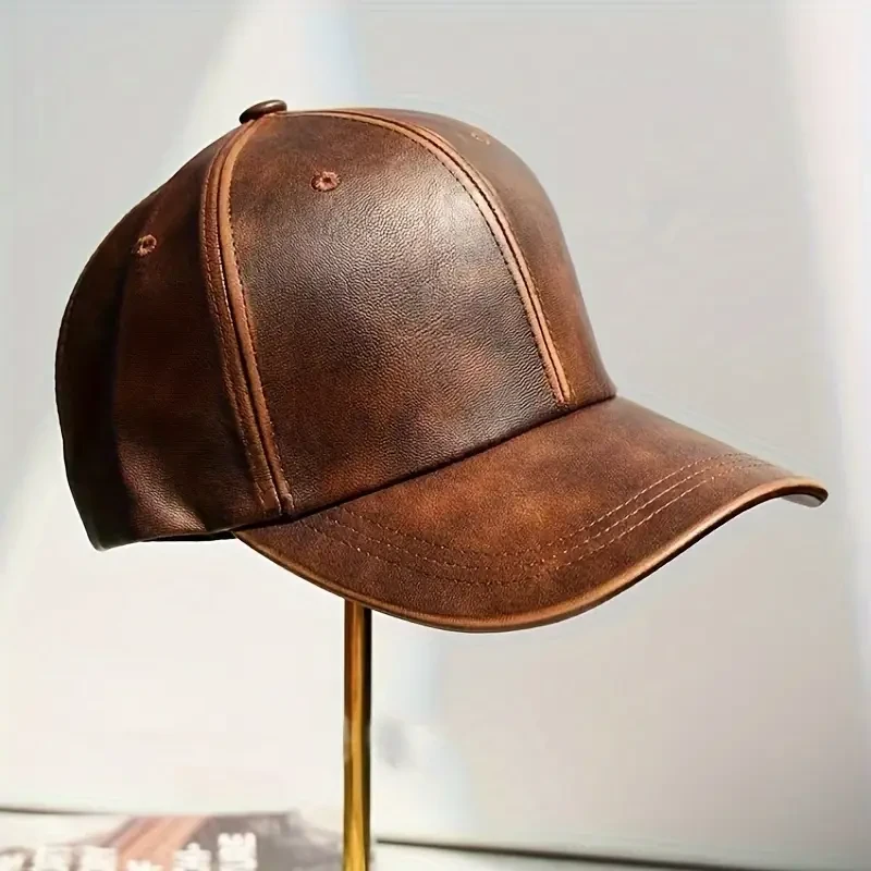 Women'S PU Leather Baseball Cap