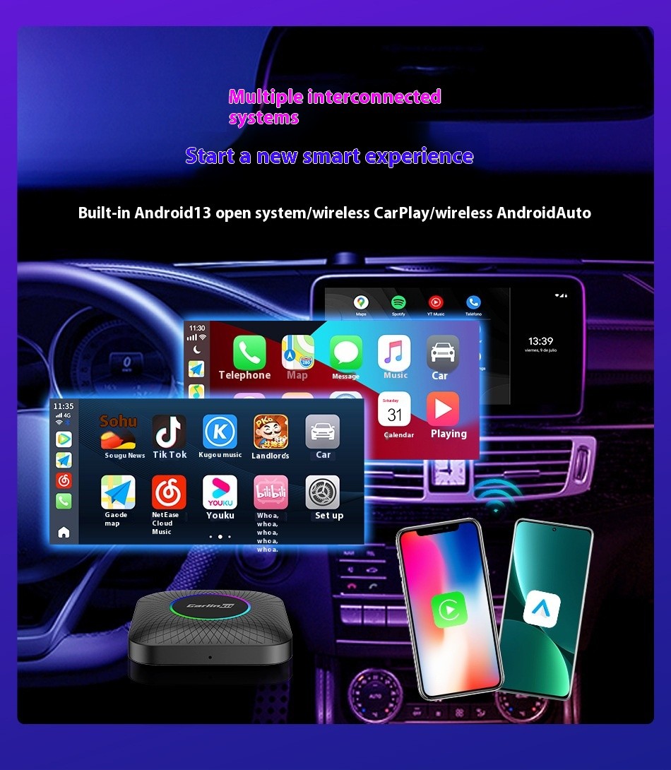 Carplay Smart Car Networking Box Original Car Wired To Wireless Qualcomm