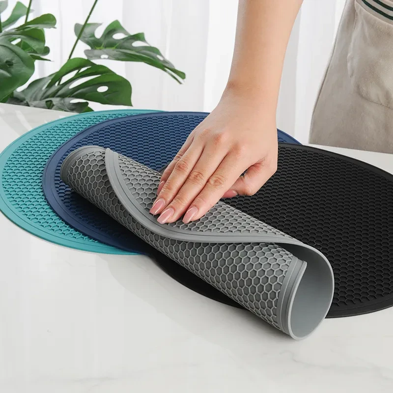 Large Silicone Honeycomb Pattern Round Heat Proof Mat Placemat Meal