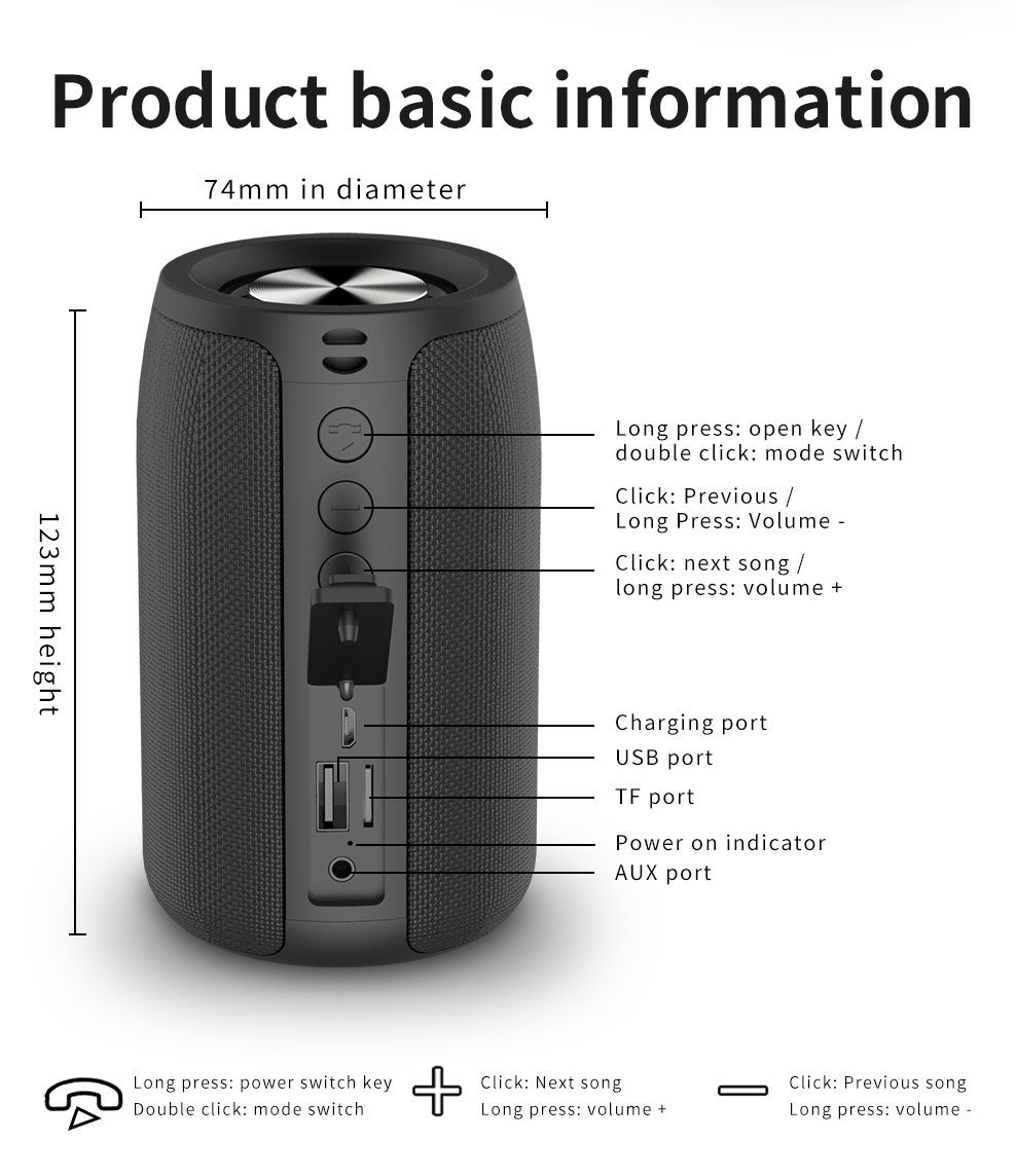 Speaker, Bluetooth speaker, S32, 8 Hours Playing, HiFi Sound