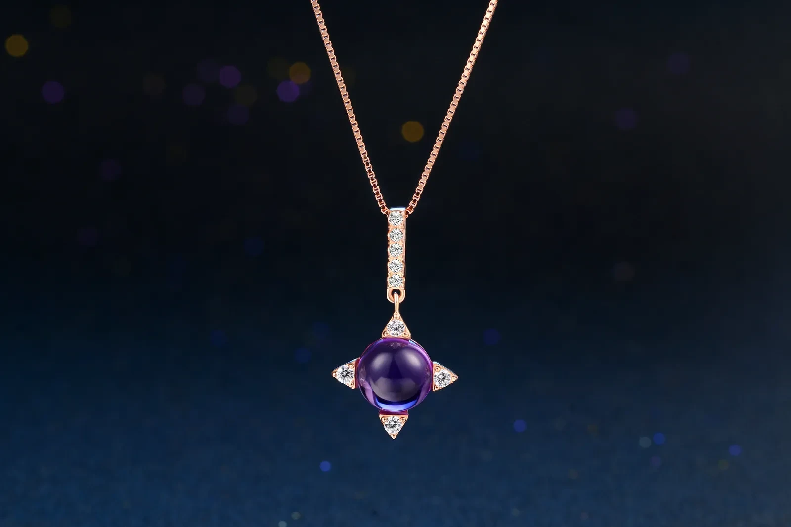 Inlaid with natural amethyst pendant