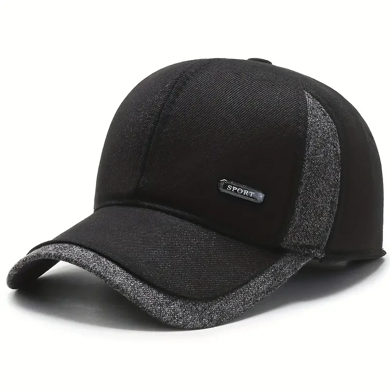 Men Winter Baseball Cap With Ear Flaps