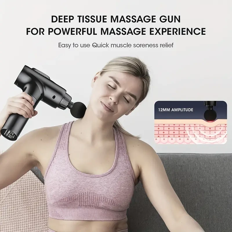 Deep Tissue Percussion Massage Gun - 4 Attachments & 30 Speed Settings