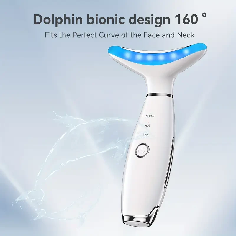 Rechargeable Facial & Neck Beauty Device - Vibration and Hot Compress
