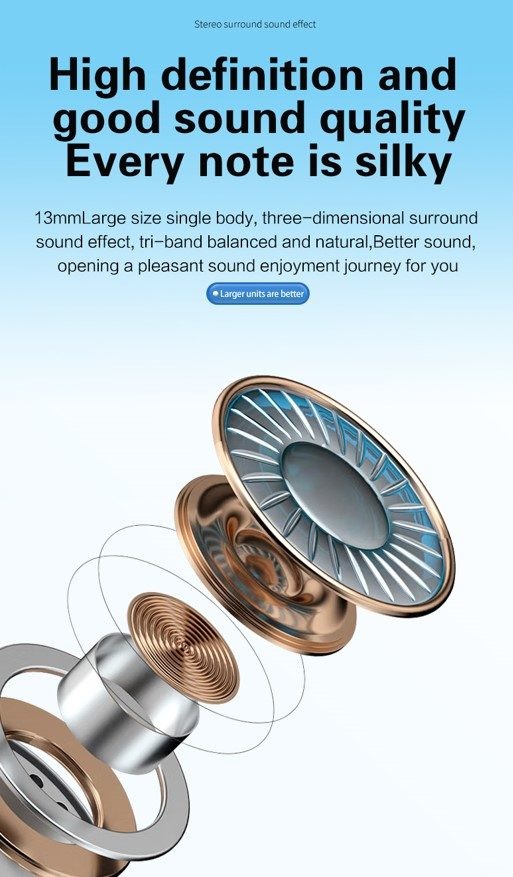 Ear Clip Earphone. HiFi Sound, Bluetooth, Black