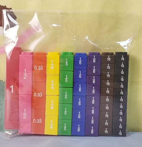 Montessori Math Toys for Children Fraction Stacking Tower Activity Set Math Accessories Counting Rainbow Blocks Teaching Aids 6+