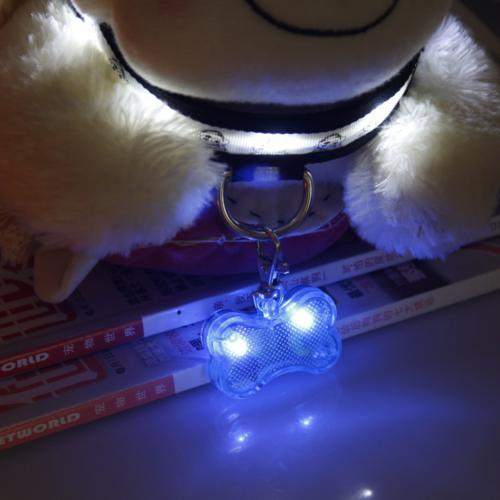 New LED Dog Bone Shape ID Tag Pet Safety Collar Pendant