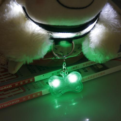 New LED Dog Bone Shape ID Tag Pet Safety Collar Pendant