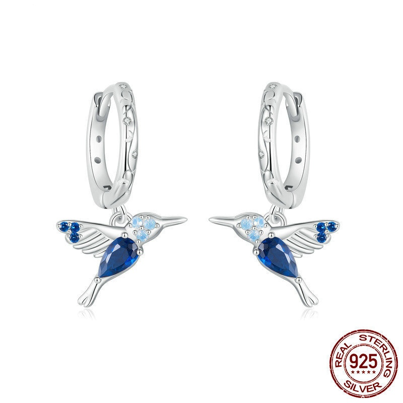 Women's S925 Sterling Silver All-match Small Hummingbird Earrings