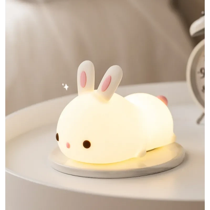 Rabbit Silicone Lamp - Pat Feeding Creative Night Light for Kids