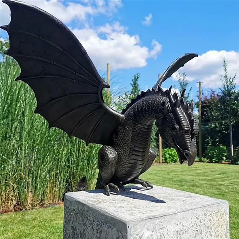 Resin Water Spray Dragon Simulation Dinosaur Sculpture Ornaments Garden Decoration Ornaments