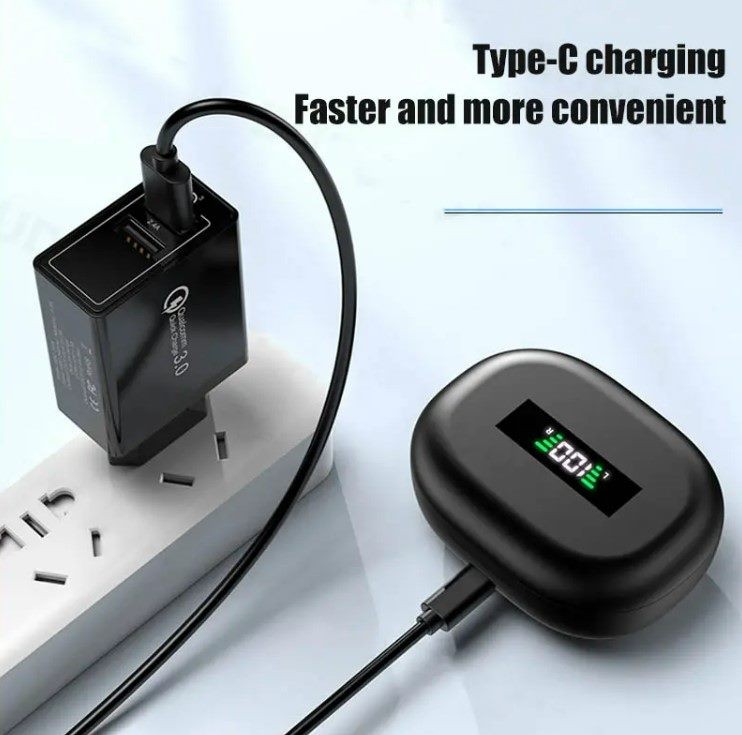 TWS Earphone, with Ear hook. HiFi Sound, Black