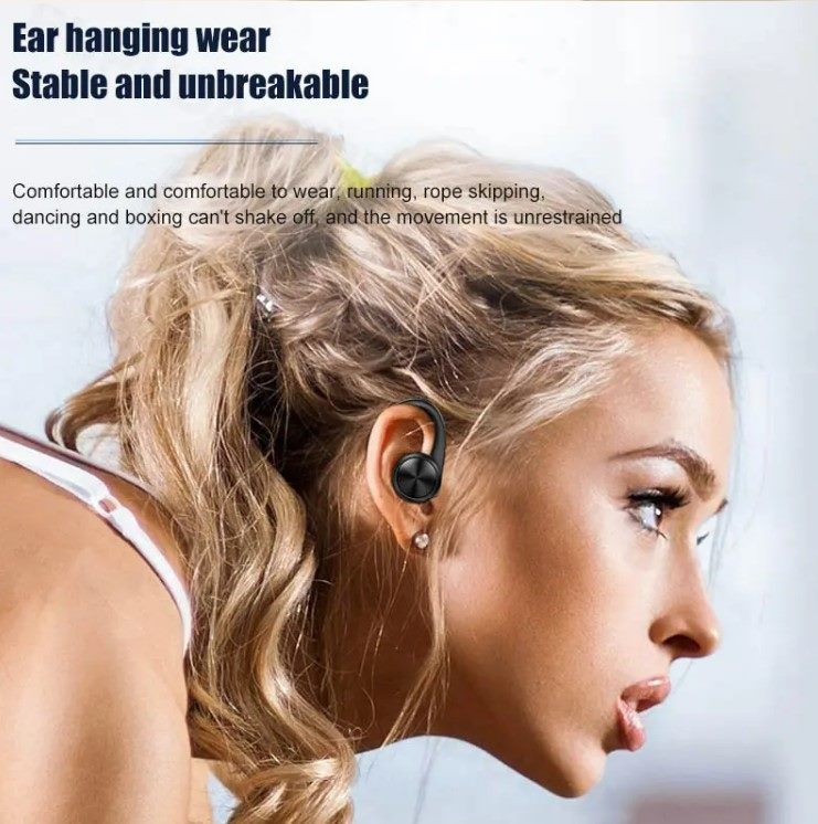 TWS Earphone, with Ear hook. HiFi Sound, Black