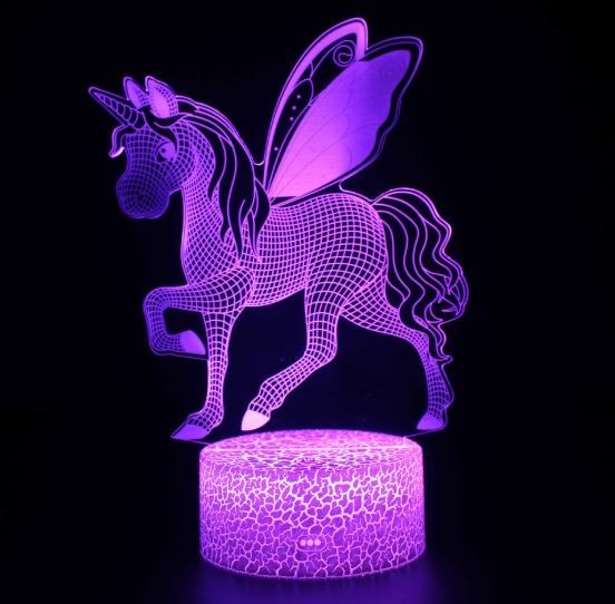 Unicorn 3D Night Lamp LED Light, Power By USB, 7 Changeable colors