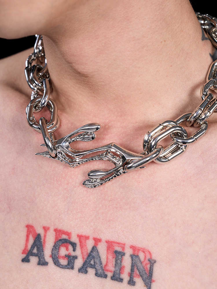 Niche Titanium Steel Necklace Men's And Women's High-grade Double Ring Clavicle Chain