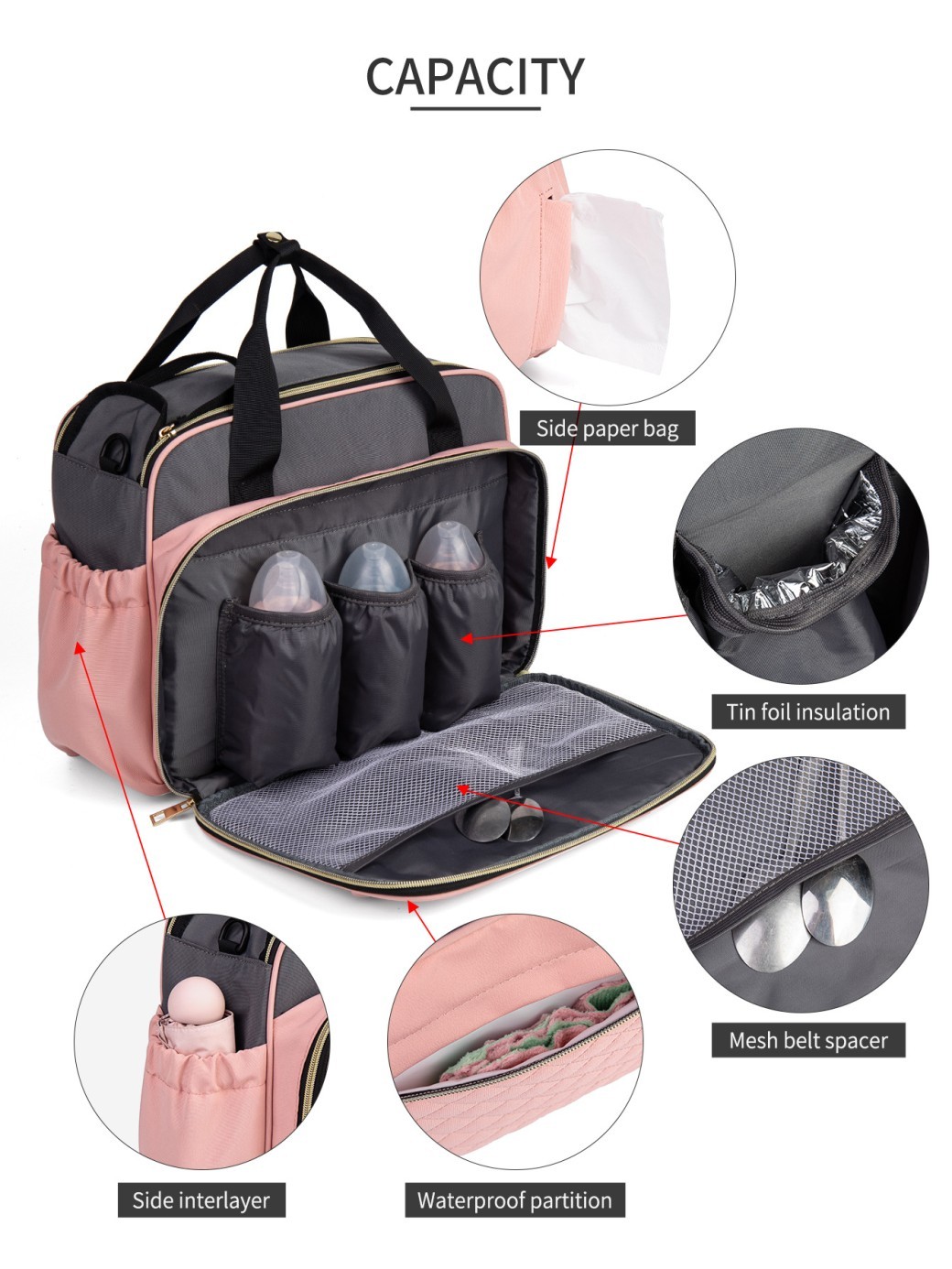 Large Capacity Hand-carrying Multifunctional Crossbody Oxford Cloth Diaper Bag