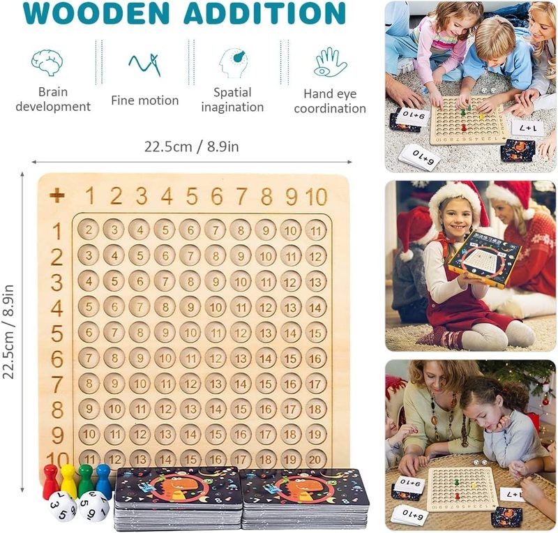Montessori Wooden Addition Board Game Math Educational Learning
