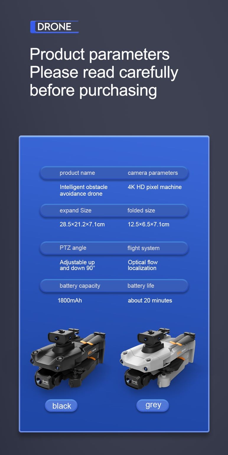 Drone, Foldable 4K Dual Camera Drone with Obstacle avoidance and optical flow