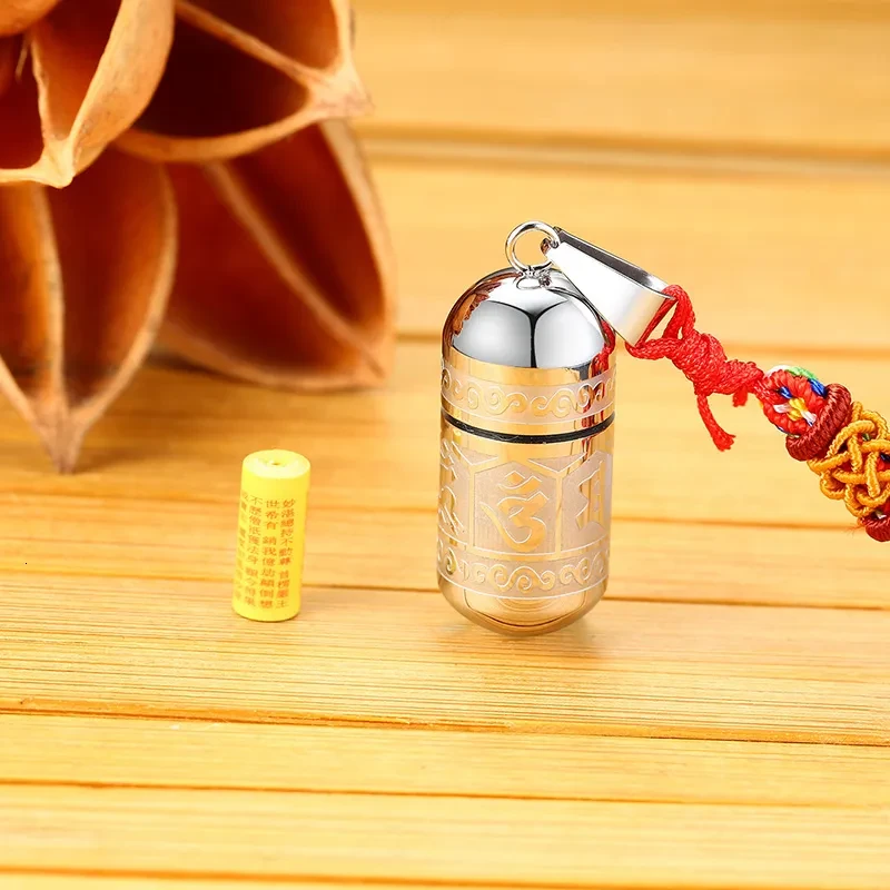 Six-character Mantra Gawu Box Pendant Titanium Steel Pendant