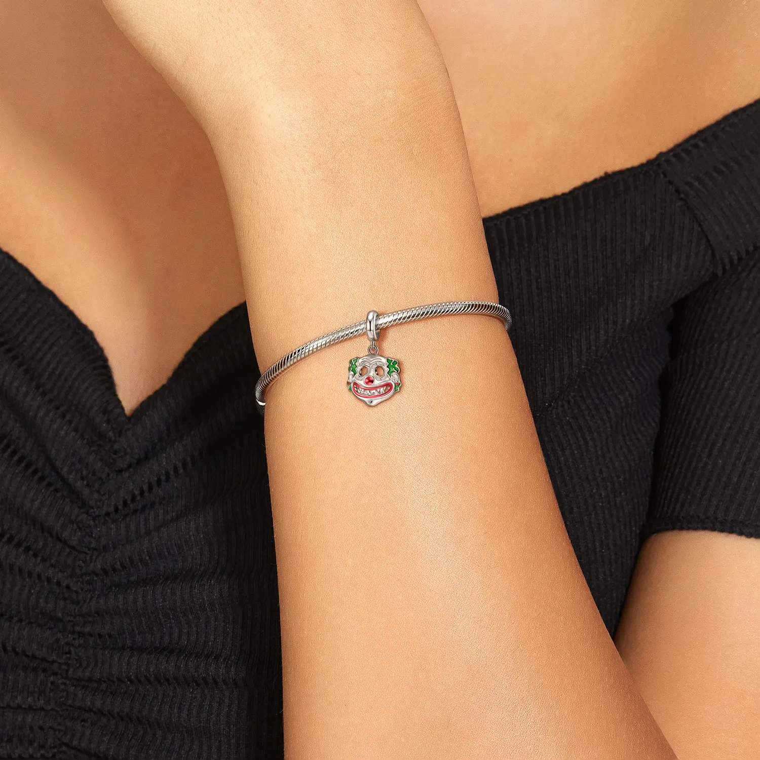 Sterling Silver 925 Creative Halloween Pendant Clown Pendant Fashion Personality Small Crowd Bracelet Diy Accessories Pendant