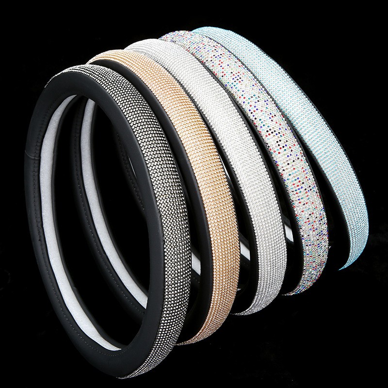 Womens Car Steering Wheel Cover Summer Rhinestone Car