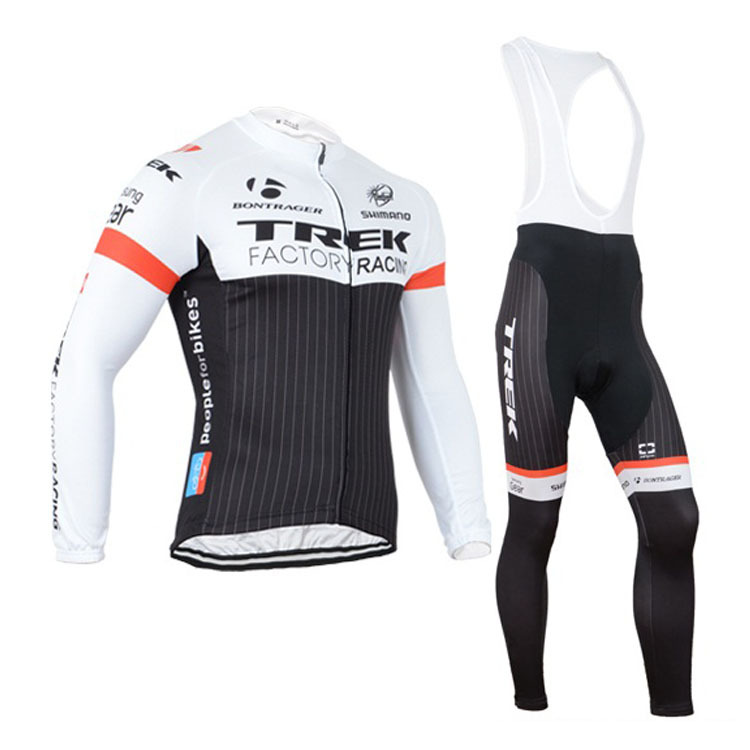 2015 Trek Black and White TREK Riding Clothing Long Sleeved Belt Suit Bicycle Sport Fast Clothes Wholesale
