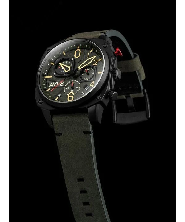 AVI-8 Hawker Hunter Deep Green Retrograde Chronograph Quartz AV-4052-08 Mens Watch