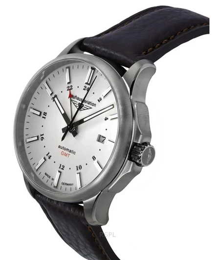 Bauhaus Aviation GMT Leather Strap Full Luminous Beige Dial Automatic 28685 100M Men's Watch