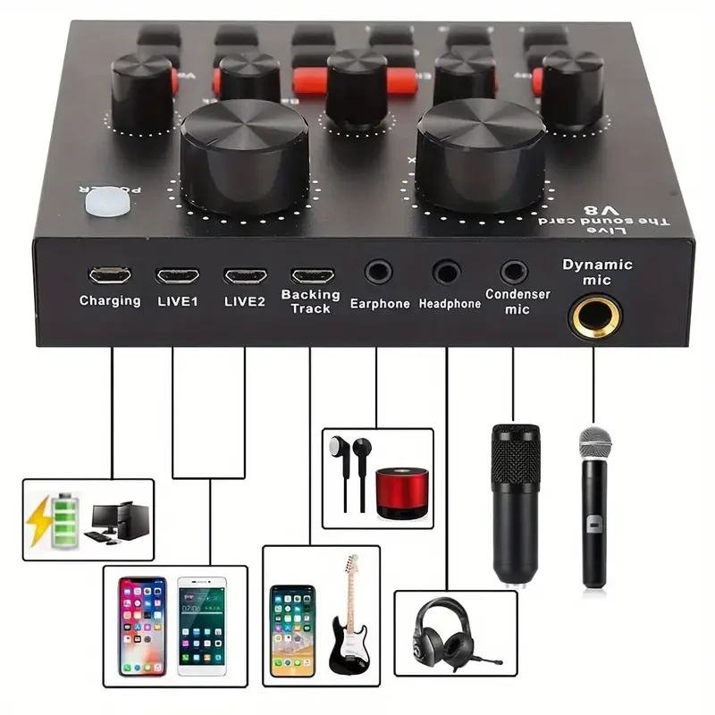 Complete Podcasting Studio Bundle - BM800 Mic with V8 Sound Card