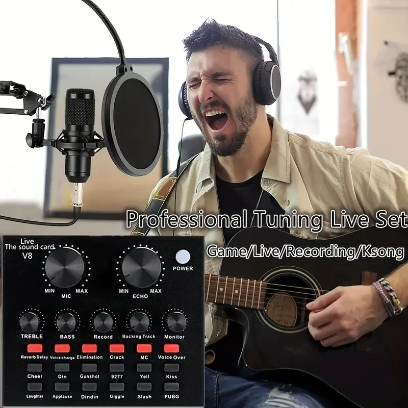 Complete Podcasting Studio Bundle - BM800 Mic with V8 Sound Card