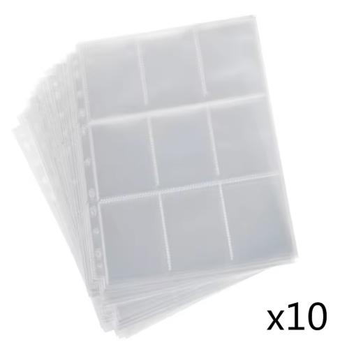 10 Sheets (90 Pockets) of Premium 9 Pocket Page Protectors for Pokemon Cards Gathering Cards