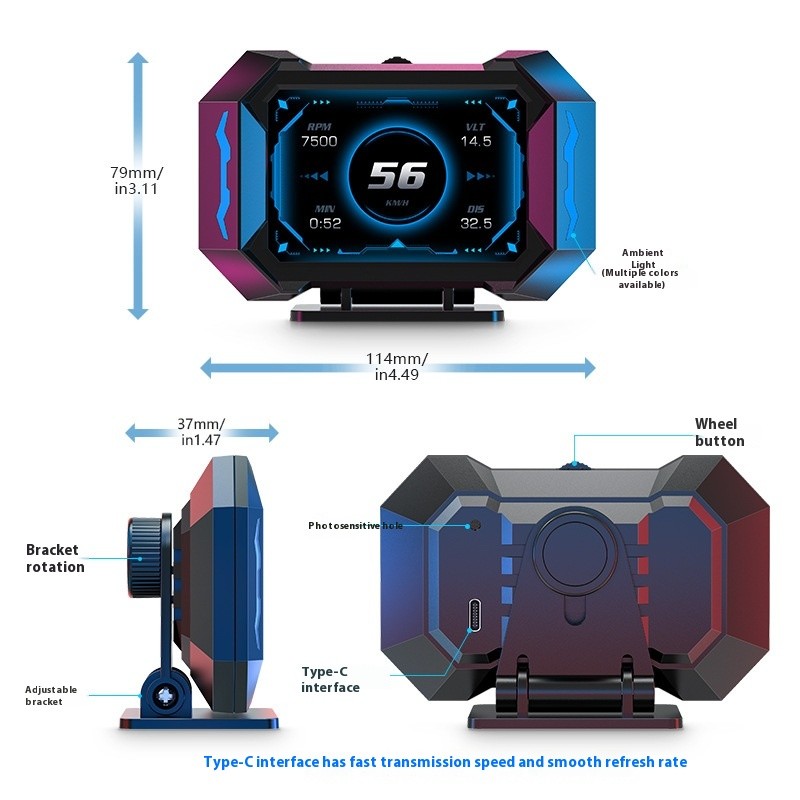 Head-Up Display Car LCD Code Meter Speed Speed Multi-function Instrument