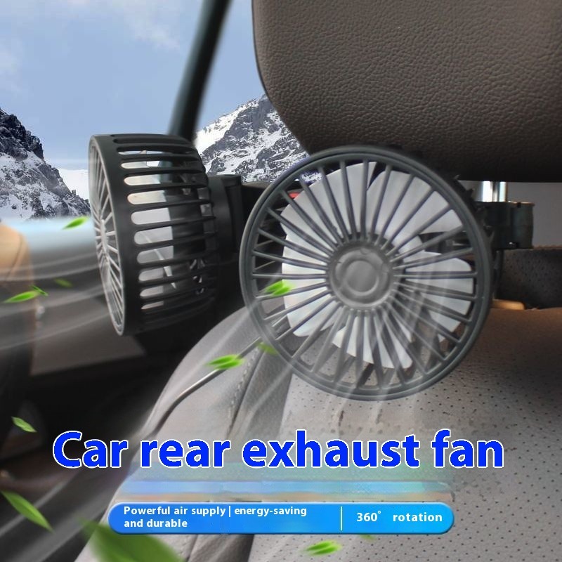 Car Mounted USB Dual Head Large Wind Power Fan