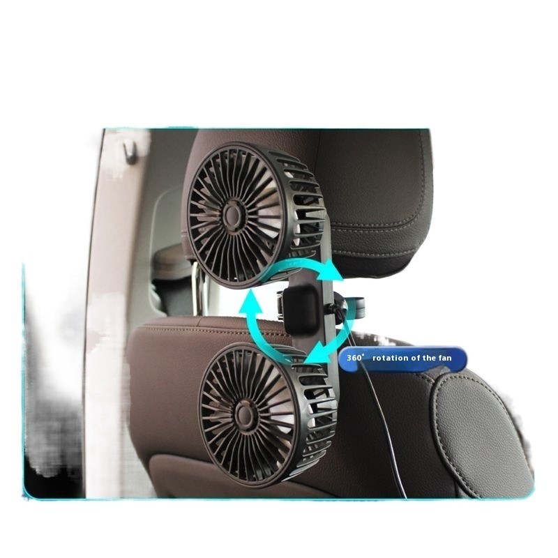 Car Mounted USB Dual Head Large Wind Power Fan