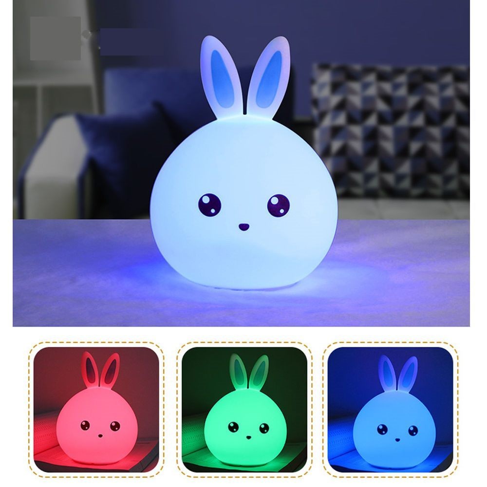 Lovely Rabbit Silicone Lamp - USB Rechargable, Colorful light