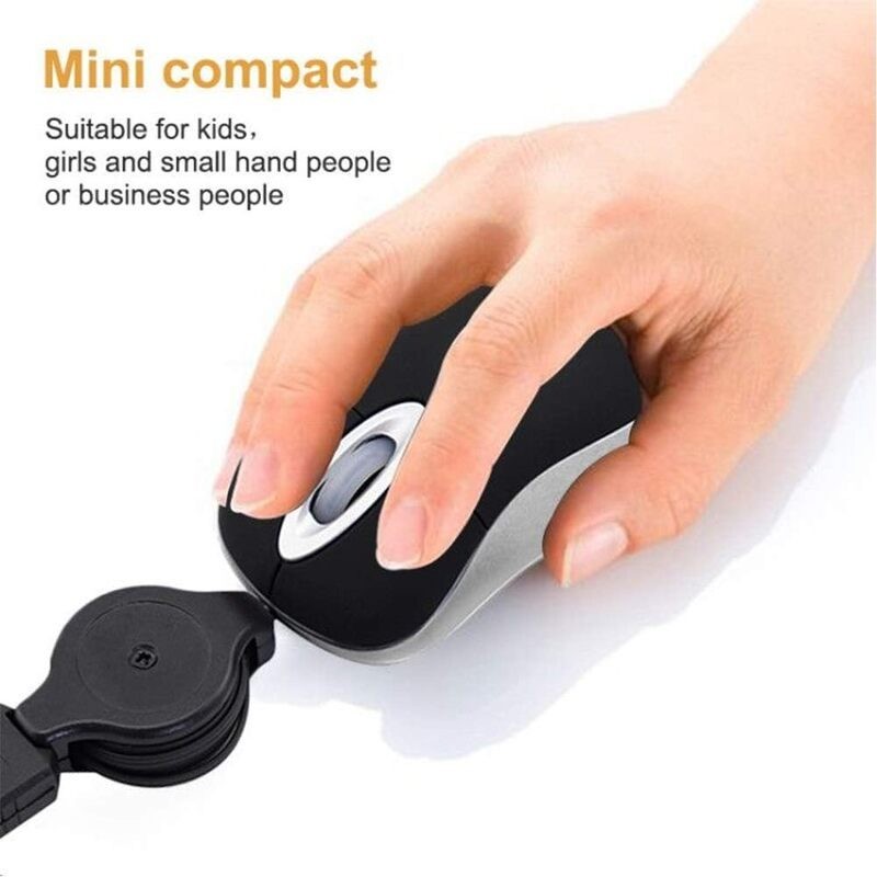 Computer Mouse Mini Retractable Cable Gaming Laptop Kids Mouse