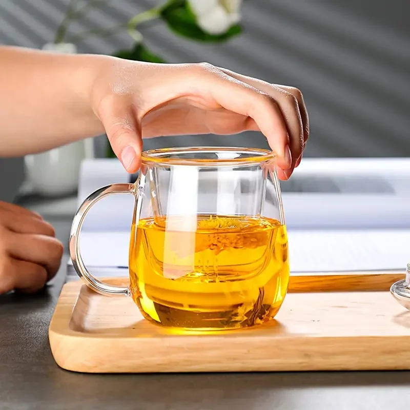 Glass Tea Cup with Infuser and Lid