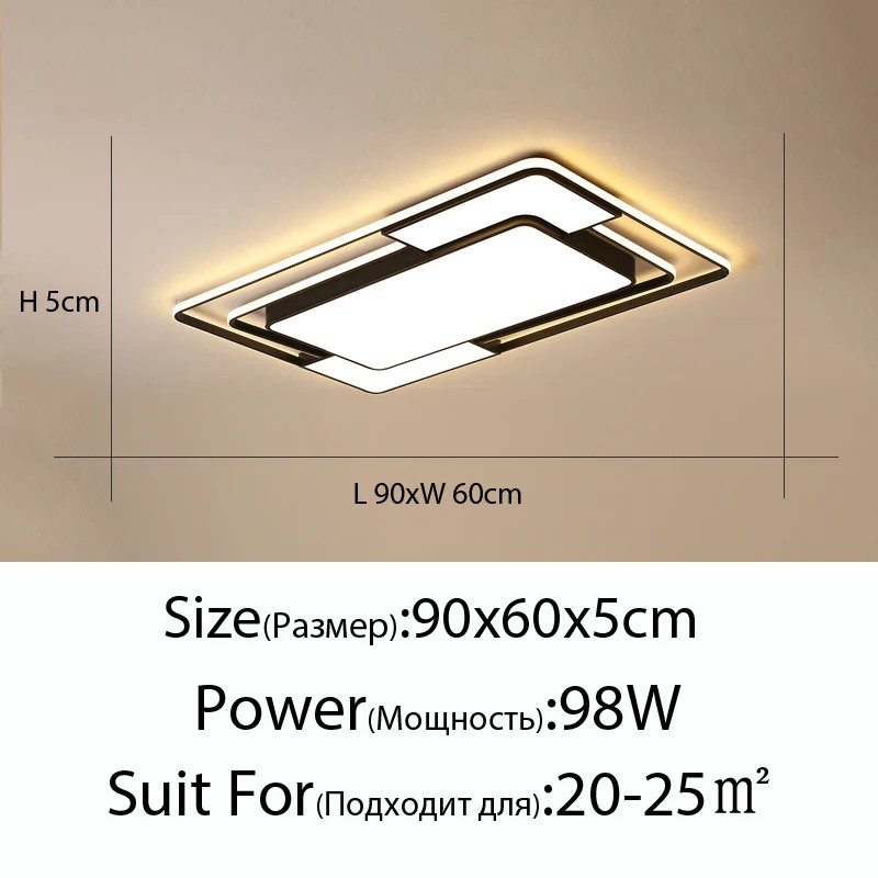 Modern LED Ceiling Lamp - Nordic Square Chandelier for Living Room, Dining Room, Bedroom