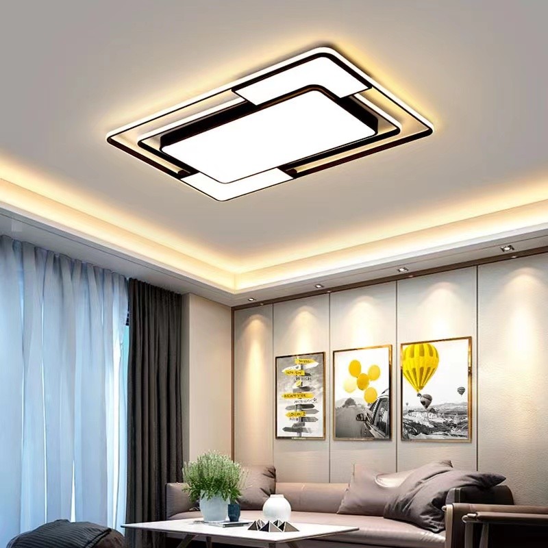 Modern LED Ceiling Lamp - Nordic Square Chandelier for Living Room, Dining Room, Bedroom