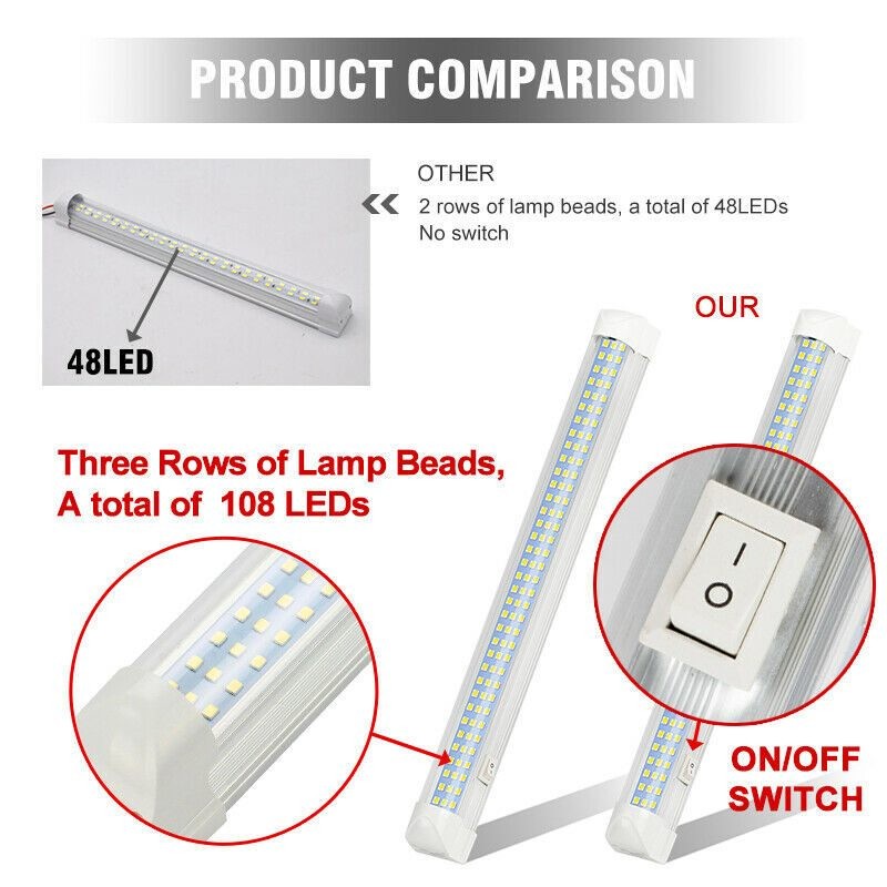 2 x 108 LED Interior Light Bar With Switch