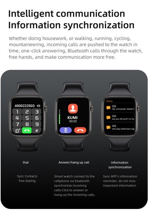 Smart Watch, KUMI KU2 PRO, Black, 1 Year Warranty