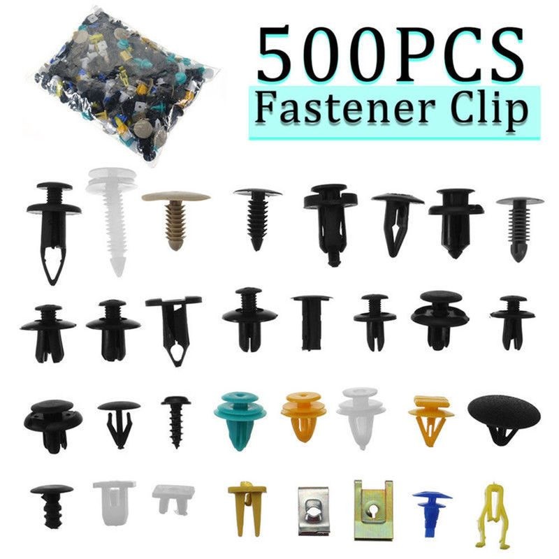 500pcs Car Fastener Clip Bumper Fender Trim Plastic Rivet Auto Clips