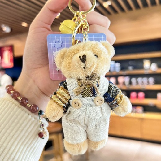 Cartoon Key Button Plush Sackcloth Bear Doll Schoolbag Pendant